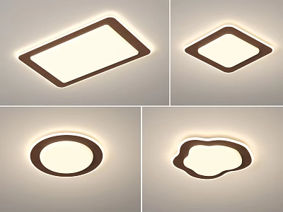 Modern Ceiling Lights With Rectangular Diamond Round Irregular Shapes And Wooden Frame 3d model