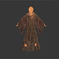 Man in Long Black Robe with Blonde Hair Standing on White Background