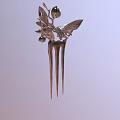 Elegant Silver Butterfly Shaped Hairpin With Top Ball And Slender Metallic Pins