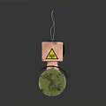 Copper Colored Square Robot With Curved Metal Antenna Green Wheels And Control Panel