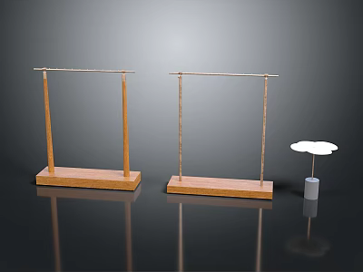 Children's Wooden Hangers and Small White Round Table for Kids Room Setup 3d model