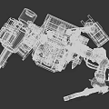 Red Smart Machine Mechanical Design With Cannon Arm Gears Chains And Large Eyes