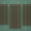 Woven Brown Venetian Blinds With Grid Pattern Mounted On Teal Background 3d model