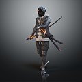 Modern game character warrior samurai soldier fencer fencer player guard 3d model