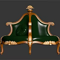 Multi Person Sofa In Classic Style With Green Upholstery Wooden Frame And Gold Accents