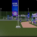 Vibrant Event Entrance With Purple White Balloons And Spherical Decorations On Green Lawn