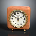 Vintage Square Wooden Tabletop Clock With Golden Frame And Classic Design