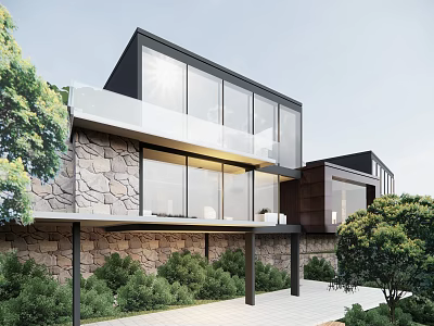 Modern Homestay Villa Two-storey Villa 3d model