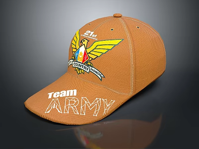 Brown Baseball Cap With 24th Winged Emblem And Team ARMY Text 3d model