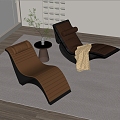 Modern leisure chair recliner side table 3d model