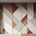 Modern Geometric Wall Design With White Brown Red Abstract Patterned Panels 3d model