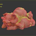 Pink Pig Sculpture Featuring Mother and Baby Pigs with Smooth Glossy Surface on Dark Background
