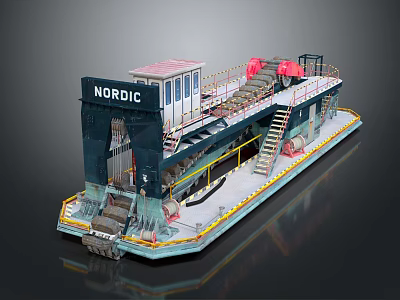 Nordic Spacecraft Model Featuring Platform And Stairs For Space Exploration 3d model