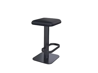 Modern Black Bar Stool With Square Seat Metal Frame And Footrest 3d model