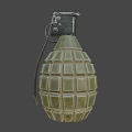 Classic Green Military Hand Grenade With Textured Surface And Metal Pin
