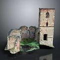 Ancient Architectural Ruins Featuring Stone Walls Tall Tower Small Windows And Overgrown Vegetation