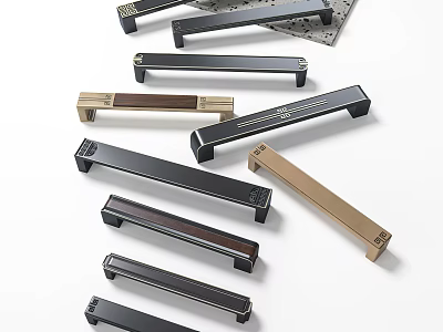 Stylish Modern Cabinet Handles In Metal Wood And Brass Designs For Furniture 3d model