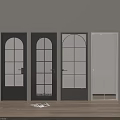 Swing Doors Featuring Various Designs Arched Tops And Glass Panels In Dark Light Colors