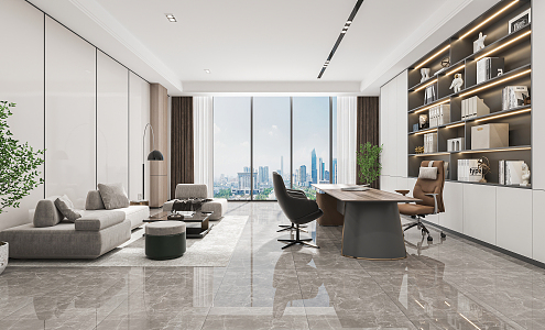 modern office general manager room 3d model