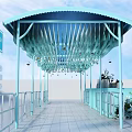 Blue Canopy Photo Check In Spot With White Pillars Leaf Decor And Green Plants