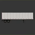 White Semi Trailer With Red Rear And Wheels On Reflective Surface 3d model