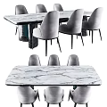 Elegant Modern Dining Table Set With Marble Tabletop And Gray Chairs 3d model