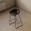 Modern Black Bar Stool with Metal Frame in Minimalist Interior Design 3d model