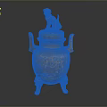 Traditional Yellow Ceramic Household Decor With Lion Lid Two Handles Three Legs