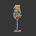 Decorative Wine Glass With Intricate Patterns And Red Liquid In Transparent Base