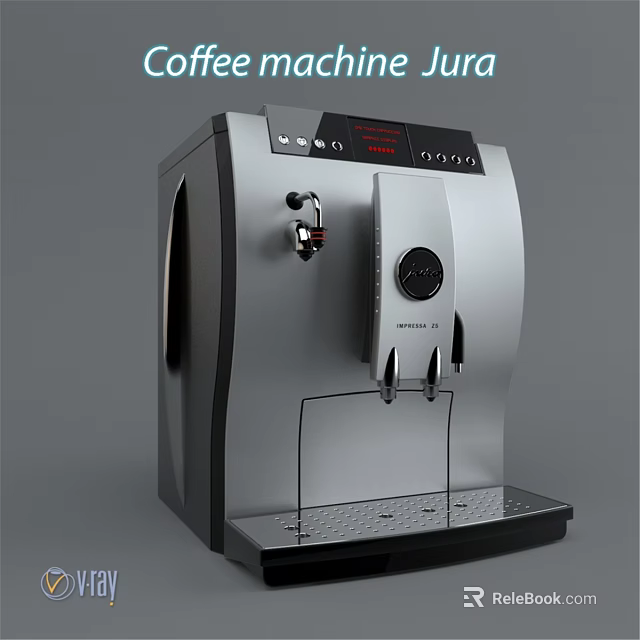 Modern Kitchen Coffee Maker With Sleek Silver Black Design And Control Panel 3d model 