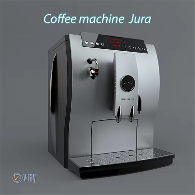 Modern Kitchen Coffee Maker With Sleek Silver Black Design And Control Panel 3d model