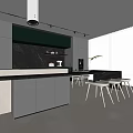 Modern Open Concept Restaurant Interior With Sleek Dining Table And Chairs 3d model
