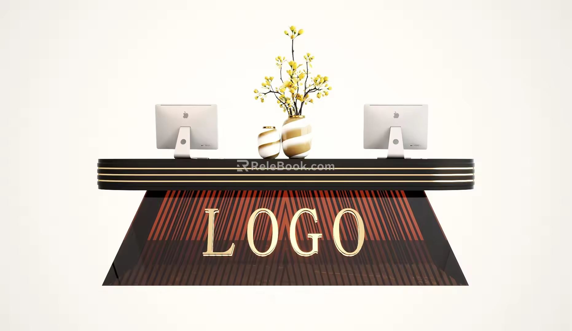 Modern reception desk front desk 3d model