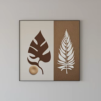 Middle Ancient Style Leaf Hanging Painting 3d model