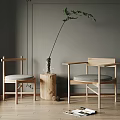 Nordic Casual Table and Chair Combination Single Chair 3d model