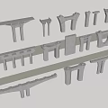 Various Concrete Bridge Structures And Architectural Model Designs On 3d model