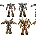 Smart Machines Various Gold And Black Robot Models With Mechanical Structures