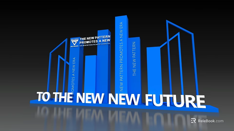 Modern Blue Background Wall With New Future Urbanism Cityscape Design Elements 3d model