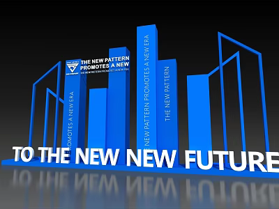 Modern Blue Background Wall With New Future Urbanism Cityscape Design Elements 3d model