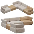 Modern Comfortable Sectional Sofa With Neutral Beige And Brown Modular Upholstery 3d model
