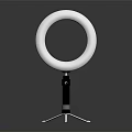 White Circular Ring Light Furniture With Tripod Stand Base And Modern Design Shade