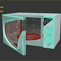 White AMT Microwave Oven With Open Door And Control Knobs Panel 3d model