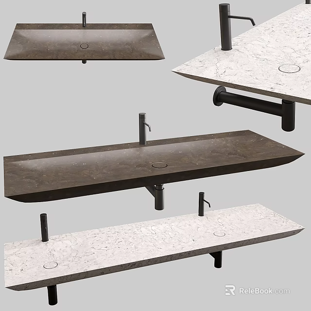 Modern Washbasin Designs With Marble And Stone Materials And Sleek Wall Mount Styles 3d model 