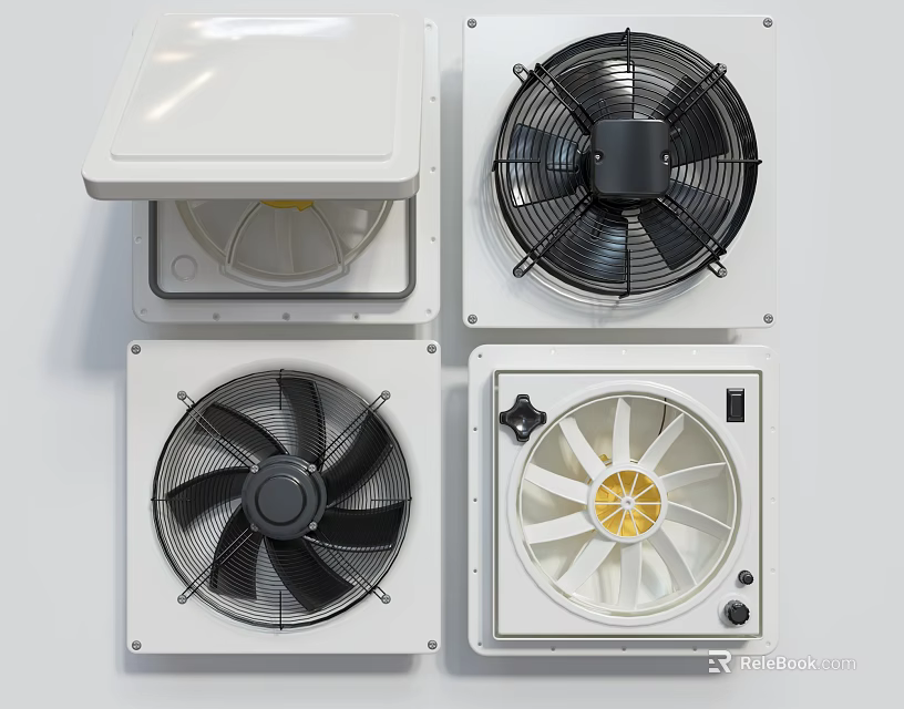 Various Air Conditioner Fans with Different Designs and Cooling Features 3d model