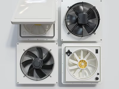 Various Air Conditioner Fans with Different Designs and Cooling Features 3d model