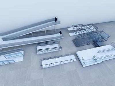 Different Types Of Road Facilities Including Ramps Steps And Railings Architectural Structures 3d model