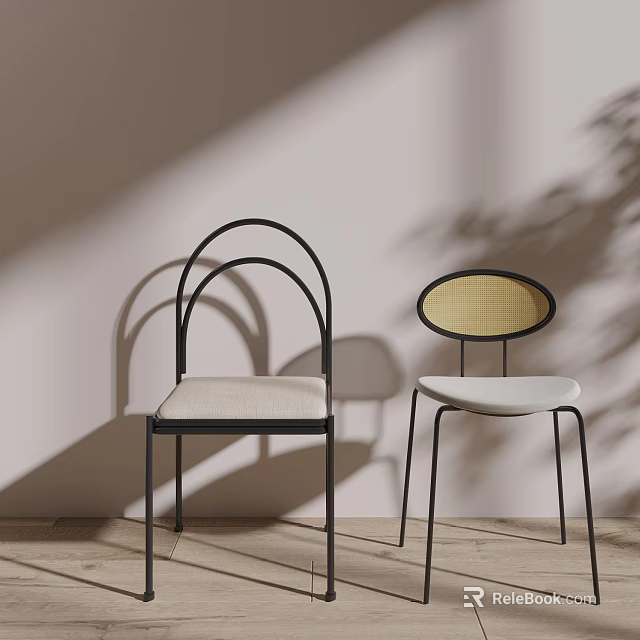 Modern Dining Chairs With Unique Backrest Designs And Neutral Seats 3d model 