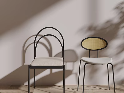 Modern Dining Chairs With Unique Backrest Designs And Neutral Seats 3d model