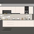 Modern Open Kitchen Interior With White Cabinets Island Counter And Appliances