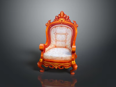 Classic Style Ornate Armchair With Carved Wooden Frame Velvet Upholstery And Elegant Backrest 3d model